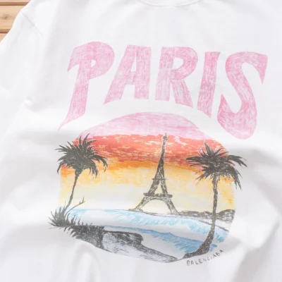 Футболка Balenciaga Paris And Palm Trees "White" фото № 4 Футболка Balenciaga Paris And Palm Trees "White" фото № 4