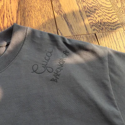 Футболка Balenciaga X Gucci Inscription On The Back "Gray" фото № 9
