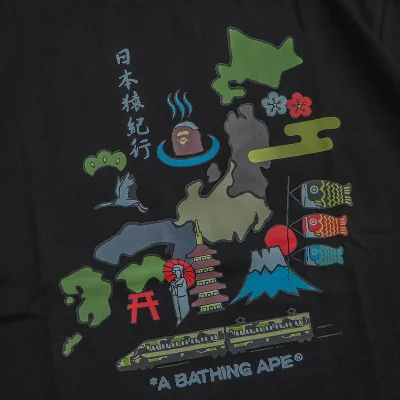 Футболка Bape Front Painted Images In The Middle "Black" фото № 3