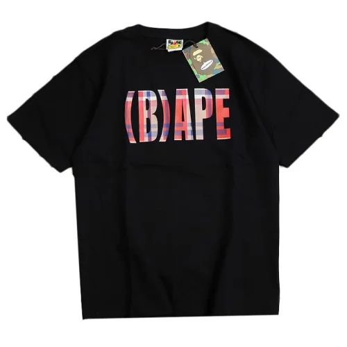 Футболка Bape Big Plaid Logo Name Front "Black"