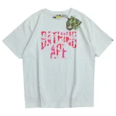 Футболка Bape Front Logo With Pink Details "White"