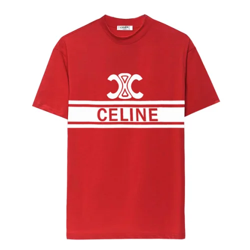 Футболка Celine With Logo And Stripe "Red"