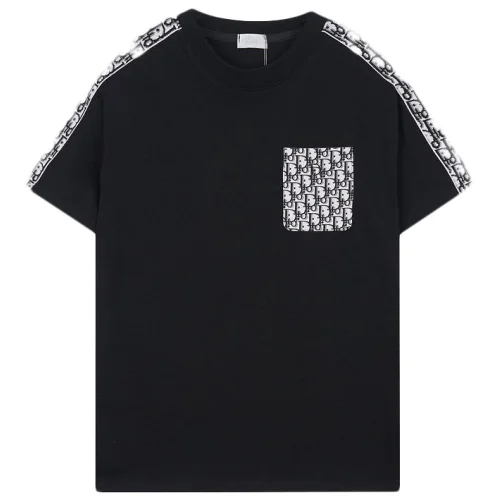 Футболка Christian Dior Front Pocket And Sleeves Decorated By Logo Symbols "Black"