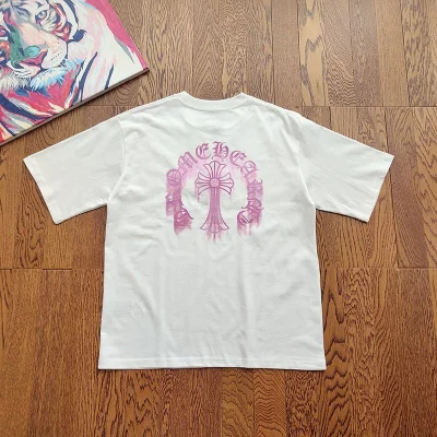 Футболка Chrome Hearts With Pink Graphic Print "White" фото № 5