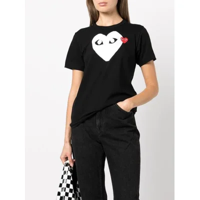 Футболка Comme des Garçons Play White Heart Eyes "Black" фото № 9