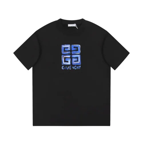 Футболка Givenchy With Blue Text Logo "Black"
