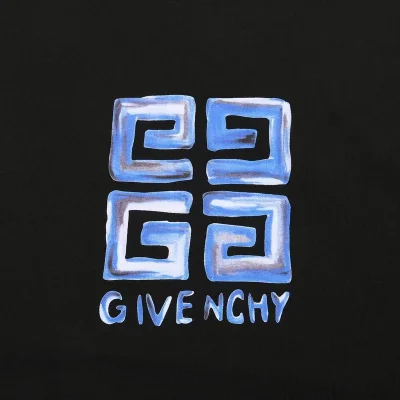 Футболка Givenchy With Blue Text Logo "Black" фото № 3