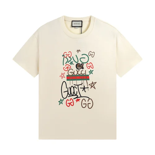 Футболка Gucci Creative Brand Print "Beige"
