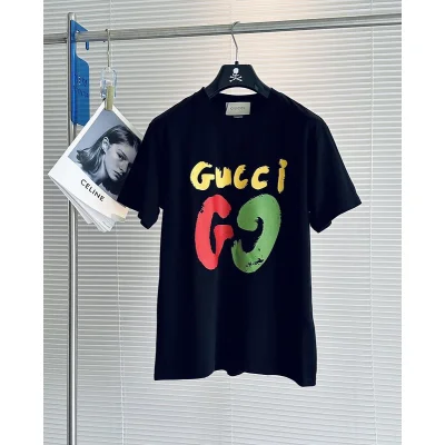 Футболка Gucci With Multi-Colored Text Logo "Black" фото № 4