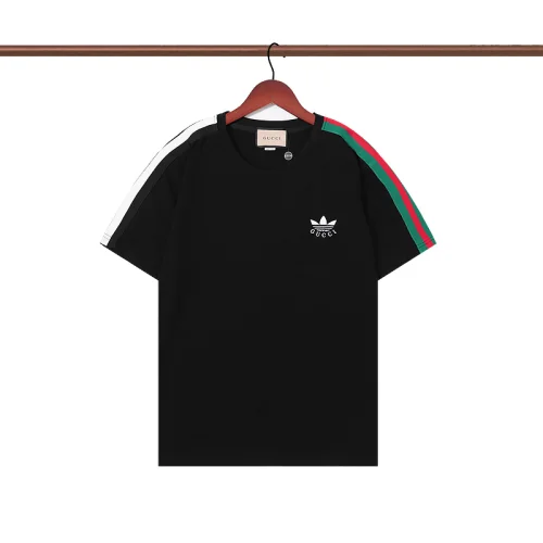 Футболка Gucci X Adidas Logo Stripes On The Sleeve "Black"