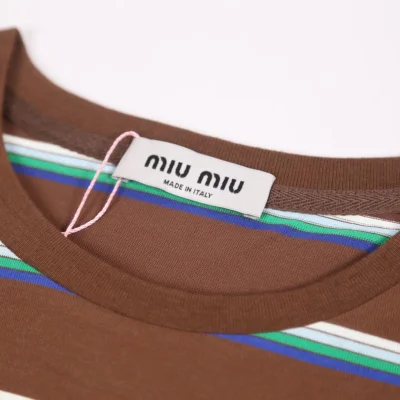 Футболка Miu Miu Horizontal Stripes "Brown" фото № 3