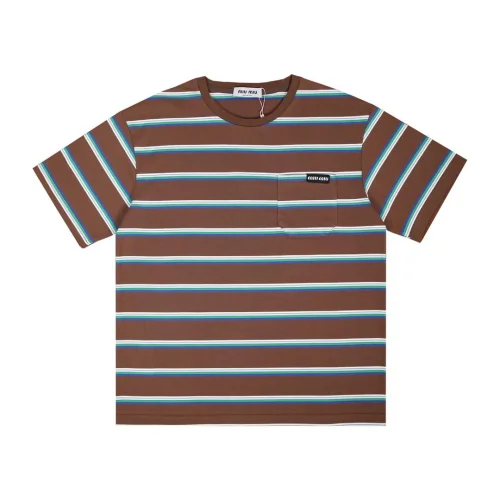 Футболка Miu Miu Horizontal Stripes "Brown"
