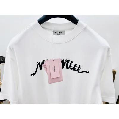 Футболка Miu Miu Frontside Contrast Miu Miu Logotype "White" фото № 3