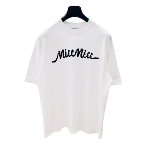 Футболка Miu Miu Frontside Contrast Miu Miu Logotype "White"
