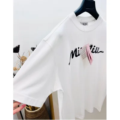 Футболка Miu Miu Frontside Contrast Miu Miu Logotype "White" фото № 2