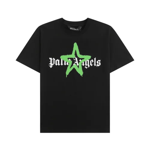 Футболка Palm Angels Logo And Star Print "Black/Green"