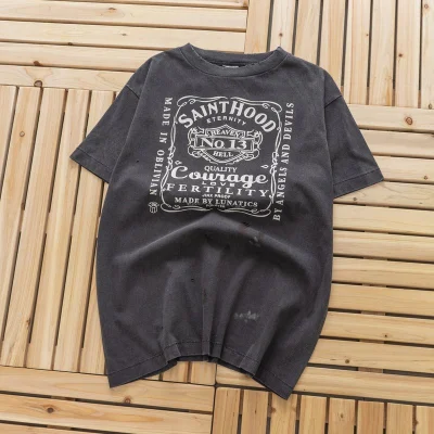 Футболка Saint Michael With Print - Angel Of Death "Gray/Black" фото № 2