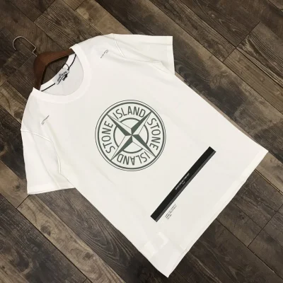 Футболка Stone Island With Compass Logo Print "White" фото № 3
