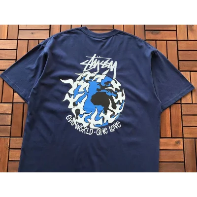 Футболка Stussy Planet With Flying Birds Around "Blue" фото № 2