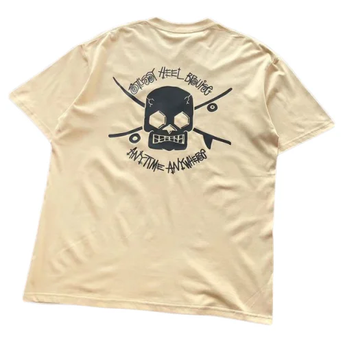 Футболка Stussy Skull With Inscriptions "Beige"