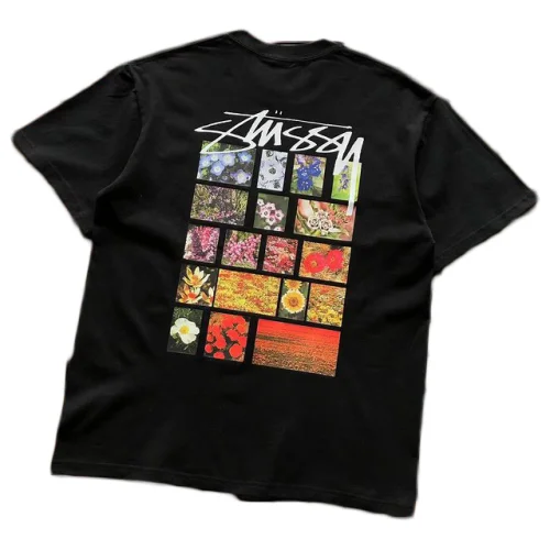 Футболка Stussy Flower Prints In Squares "Black"
