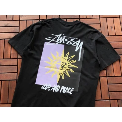 Футболка Stussy Sun Print And Lettering Love And Peace "Black" фото № 7