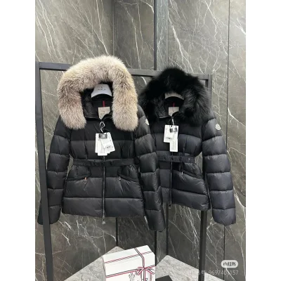 Пуховик Moncler Boed Hooded Shearling-Trimmed Short Down Jacket "All Black" фото № 3