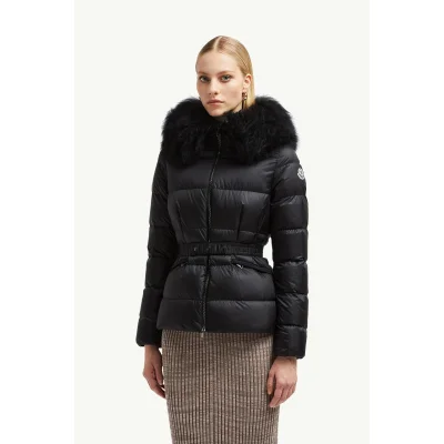 Пуховик Moncler Boed Hooded Shearling-Trimmed Short Down Jacket "All Black" фото № 5