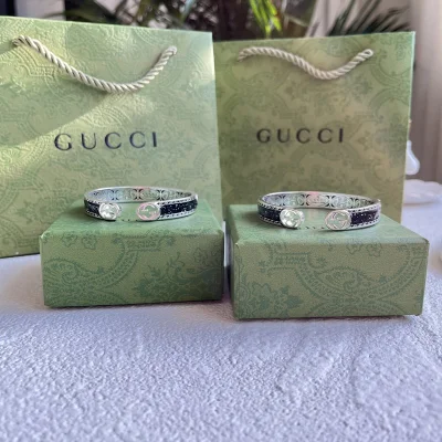 Браслет Gucci With Patterns "Silver/Black" фото № 2