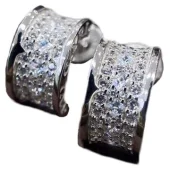 Серьги Bulgari Wide Semicircle With Rhinestones "Silver"