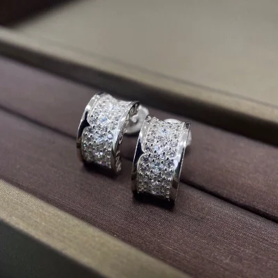 Серьги Bulgari Wide Semicircle With Rhinestones "Silver" фото № 2