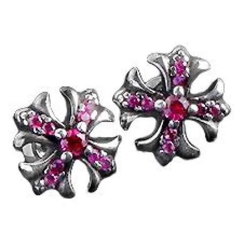 Серьги Chrome Hearts Decorated Cross "Silver"