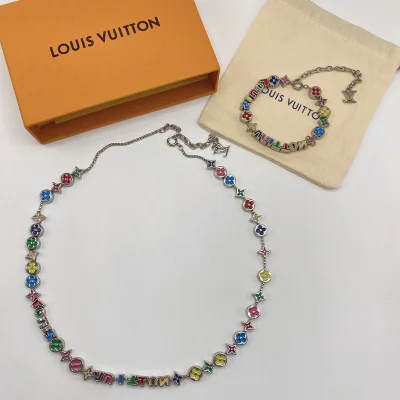 Ожерелье Louis Vuitton Multicolor Logo Symbols "Silver" фото № 2