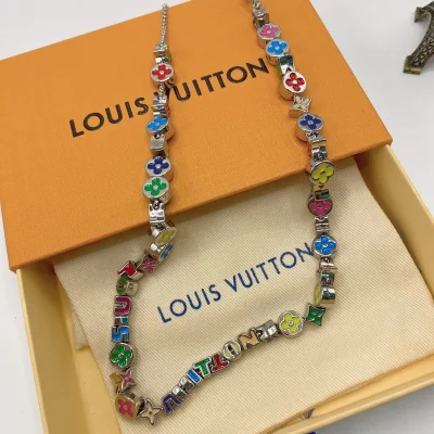Ожерелье Louis Vuitton Multicolor Logo Symbols "Silver" фото № 4