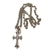 Подвеска Chrome Hearts Cross Decoration - White Rhinestones "Silver"