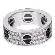 Кольцо Cartier Round Rhinestones Along "Silver/Black"