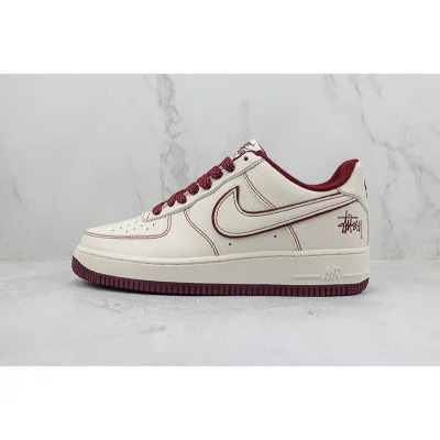 Stussy x Nike Air Force 1 Low "White Chocolate/Burugundy" фото № 2