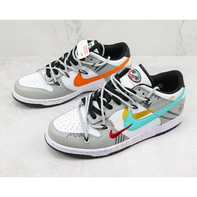 Nike Dunk Low Multi Swoosh "White/Grey/Yellow/Turquoise/Red" фото № 5