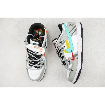Nike Dunk Low Multi Swoosh "White/Grey/Yellow/Turquoise/Red" фото № 6