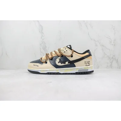 Stussy x Nike Dunk Low "Beige/Black/Navy Blue" фото № 2