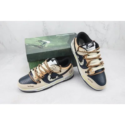 Stussy x Nike Dunk Low "Beige/Black/Navy Blue" фото № 7