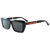 Солнцезащитные очки Prada Big Logo White Letters In Red Rectangle On Frame "Black/White"