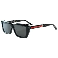 Солнцезащитные очки Prada Big Logo White Letters In Red Rectangle On Frame "Black/White"