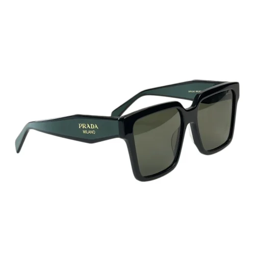 Солнцезащитные очки Prada Frame With Small Gold Logo Inscription "Green/Black"