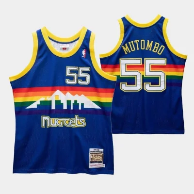 Баскетбольная Джерси Mitchell And Ness Denver Nuggets №55 Dikembe Mutombo "Blue" фото № 2