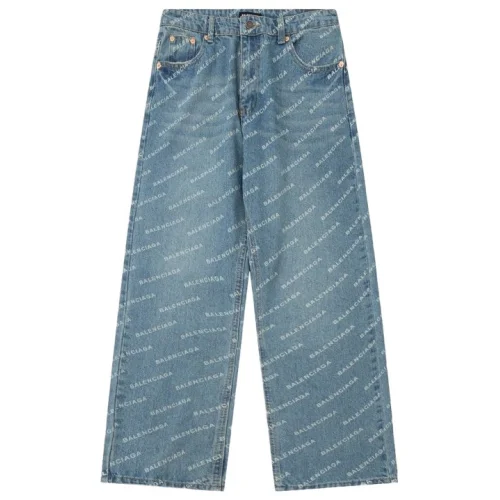 Джинсы Balenciaga Wide With Text Print "Blue"