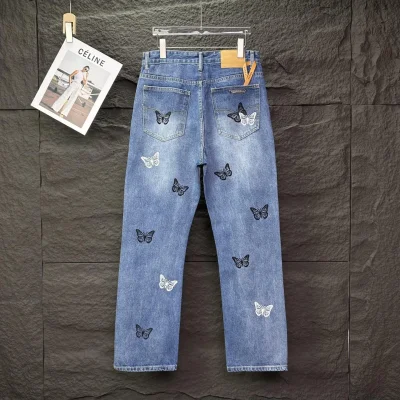 Джинсы Chrome Hearts Butterfly "Gray/White" фото № 5