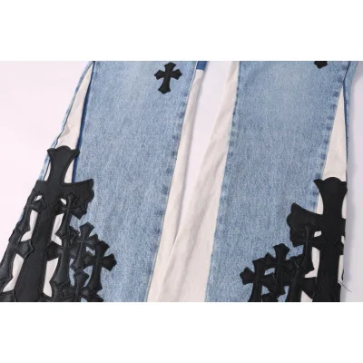 Джинсы Gallery Dept x Chrome Hearts Black Cross "Blue Denim/White Line" фото № 5