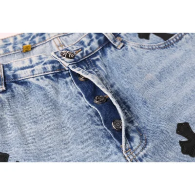 Джинсы Gallery Dept x Chrome Hearts Black Cross "Blue Denim/White Line" фото № 4