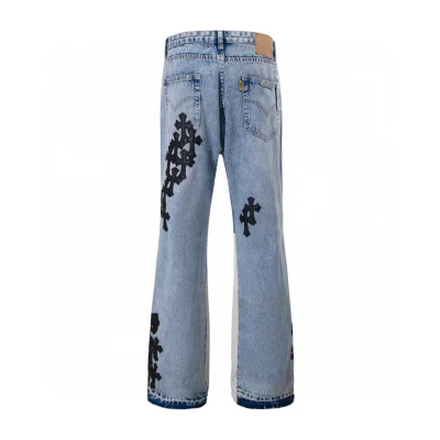 Джинсы Gallery Dept x Chrome Hearts Black Cross "Blue Denim/White Line" фото № 2